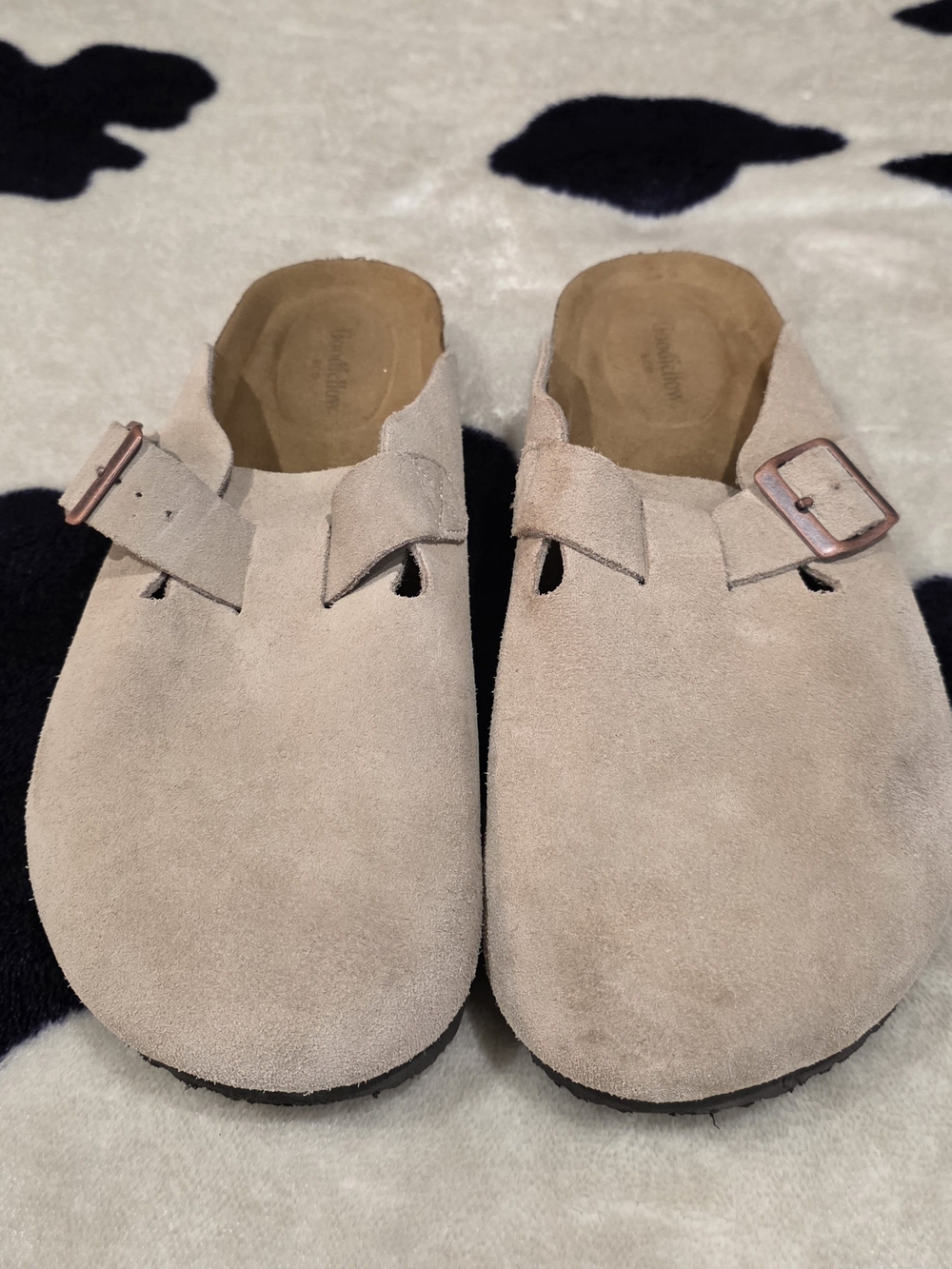 Goodfellow & Co Women's Suede Slip-On Clogs with Buckle - Light Beige
